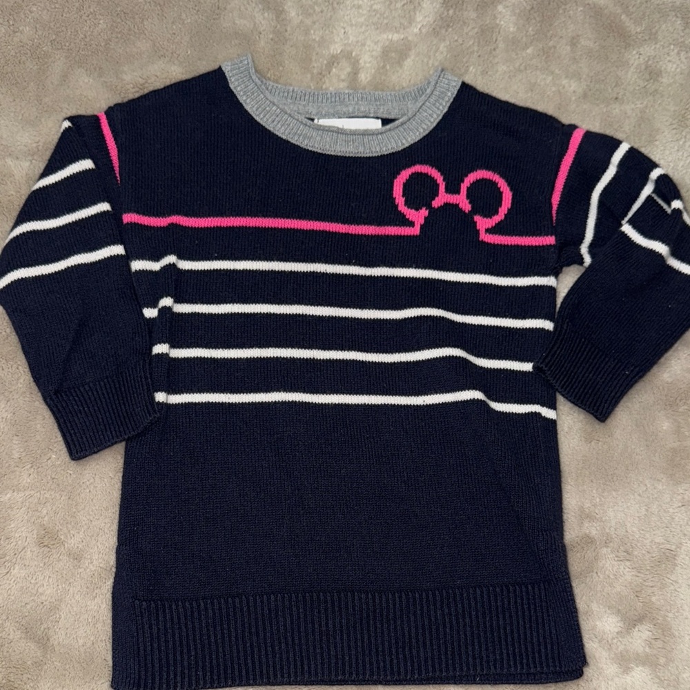 GAP Navy and Pink Striped Disney Mickey Kids Sweater 2t